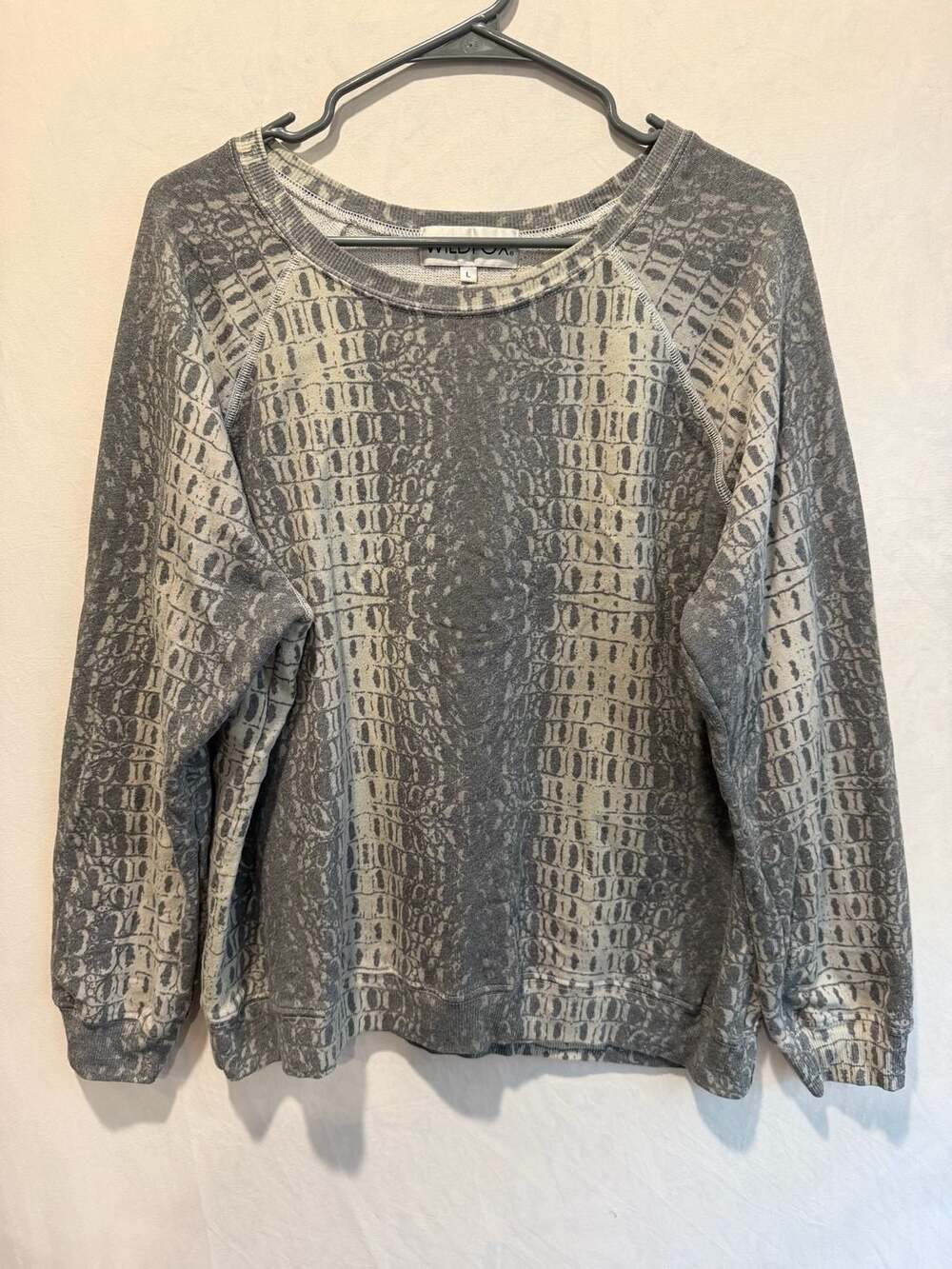 Wildfox Women's Gray Snake Animal Print Sommers Sweatshirt Size Large